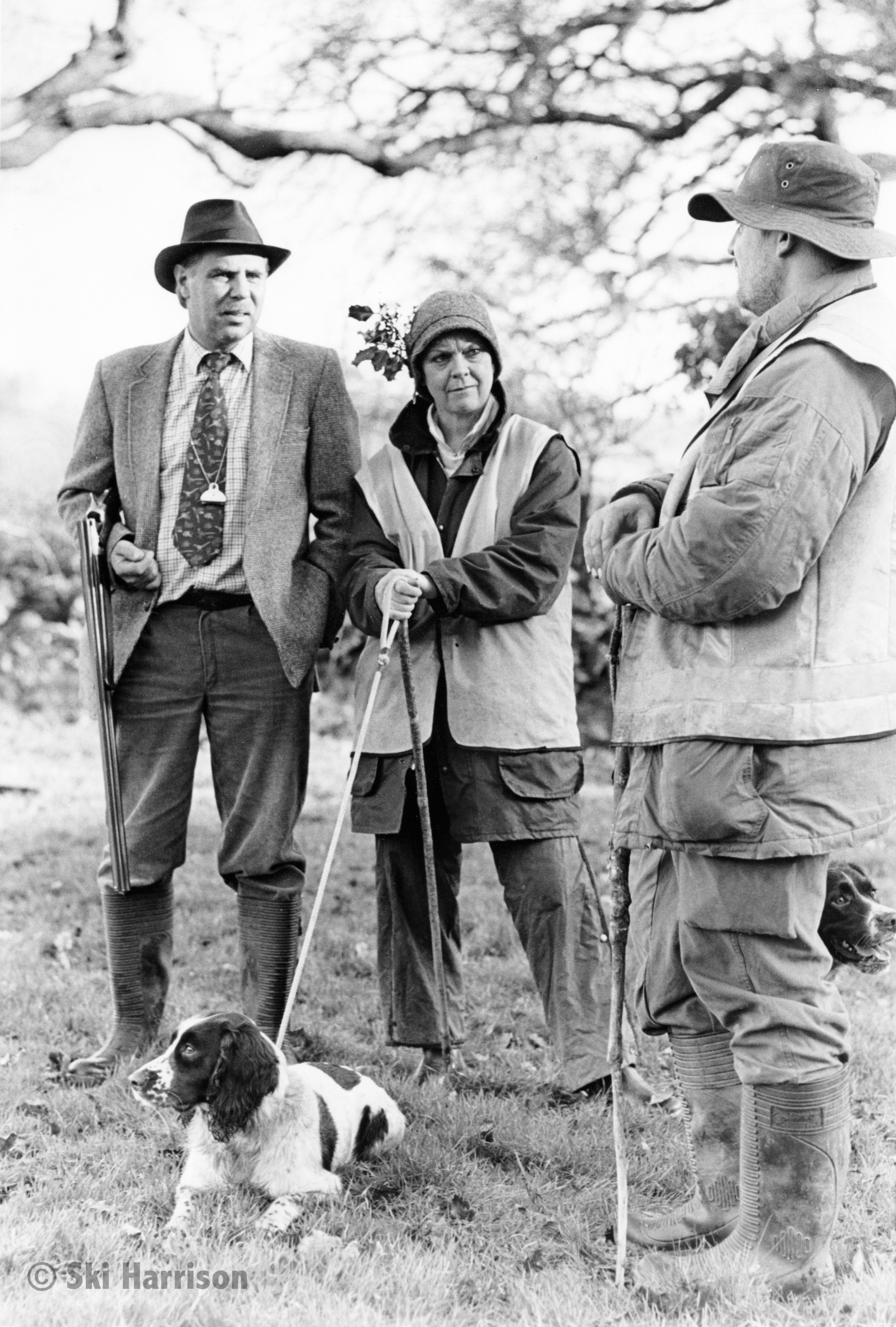CS61 - Gary Howes (gun), his wife Marilyn (beater) and David Waddling (beater) at Tom Hartnell’s shoot. Cornworthy, 1997