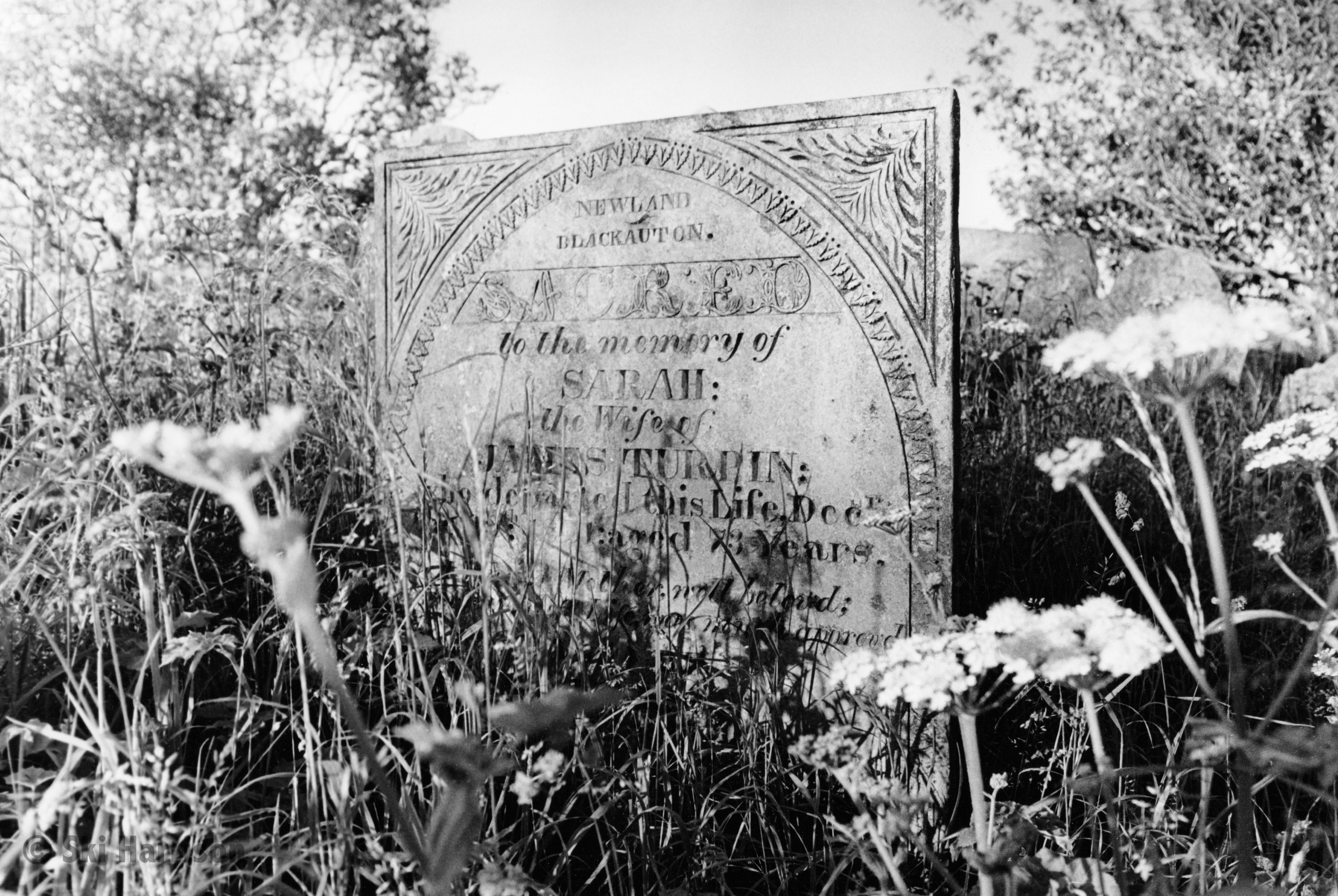 CS73 - 1821 gravestone of Sarah, wife of James Turpin, St Peter's churchyard, 2000